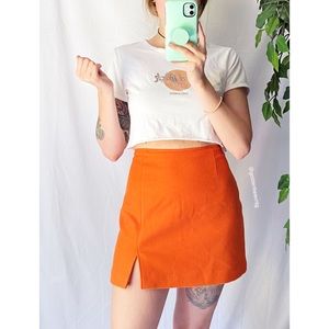 🌿 Vintage Vibrant Orange Retro High Waisted Mini